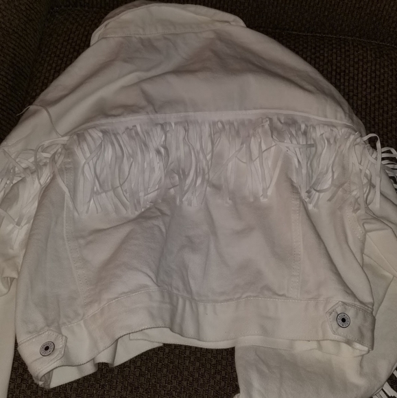 ■SOLD OUT■WHITE WASH FRINGE DETAIL DENIM JACKET - Picture 8 of 8